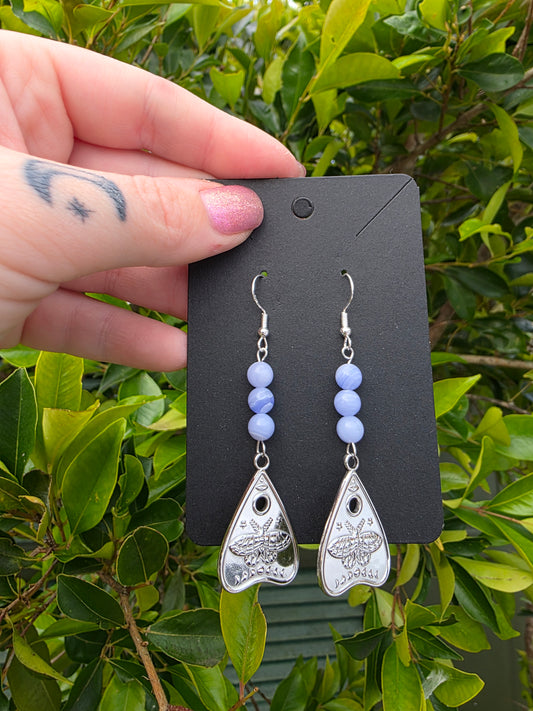 Blue Lace Agate Moth Earrings