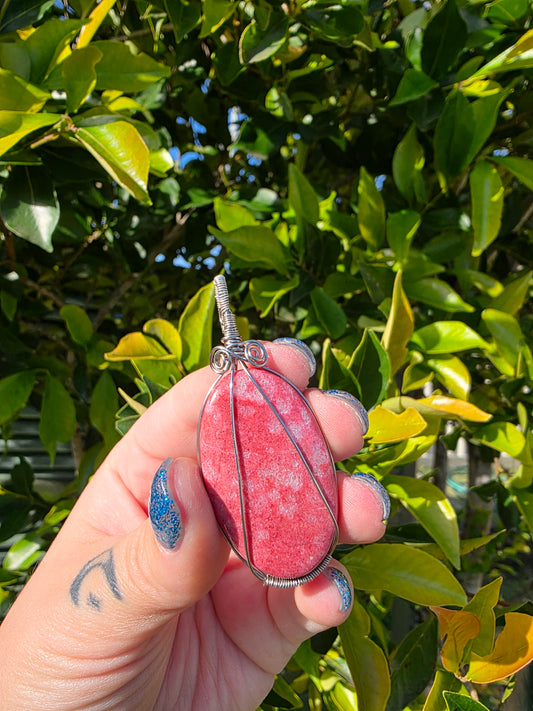 Wire Wrapped Thulite Pendant