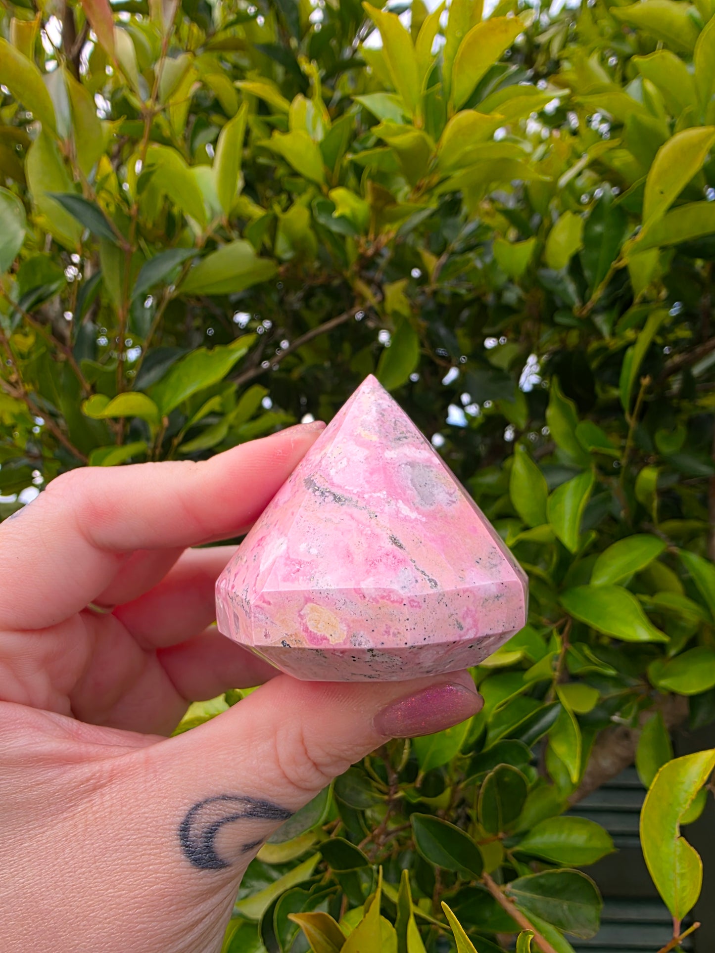 Peruvian Rhodochrosite Diamond Carving