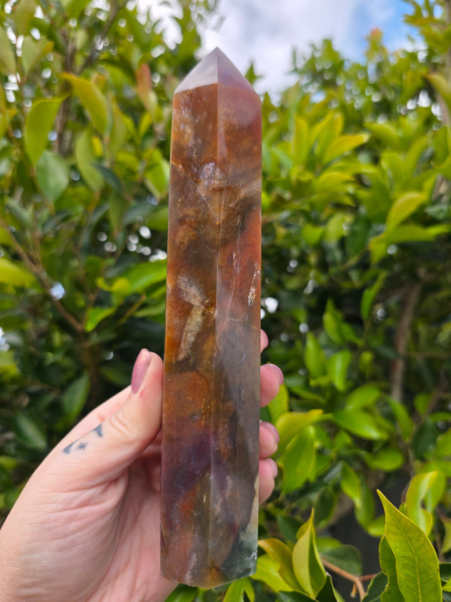 Red Moss Agate Tower