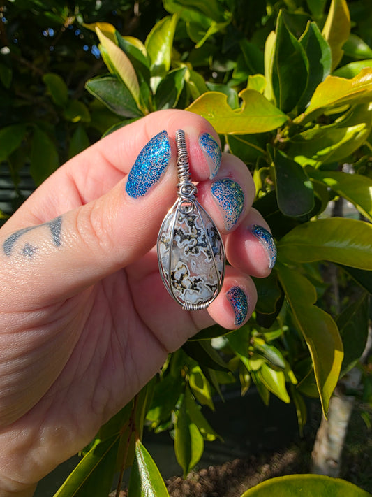 Wire Wrapped Ocean Jasper Pendant