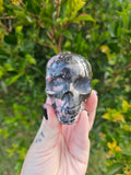 Rhodonite Skull Carving