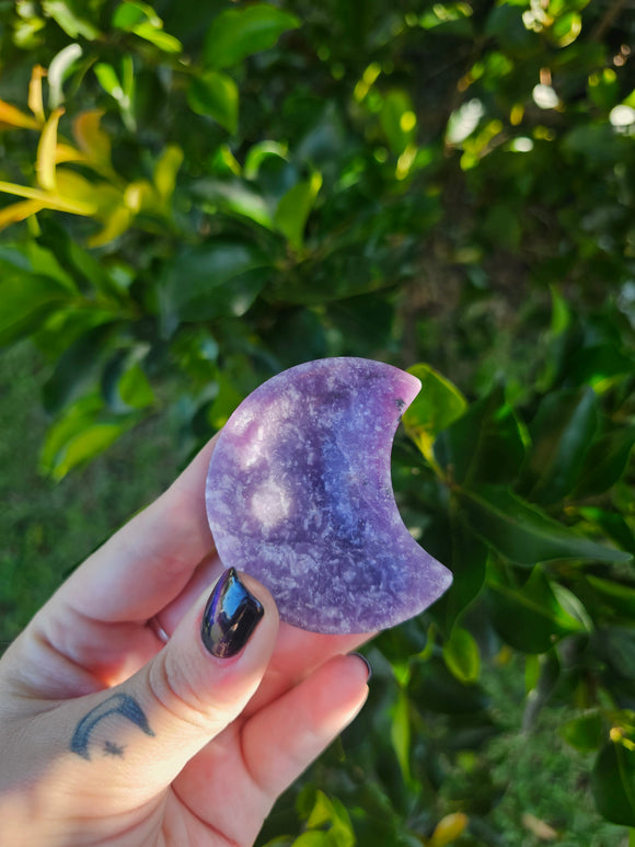 Lepidolite Moon Bowl Carving