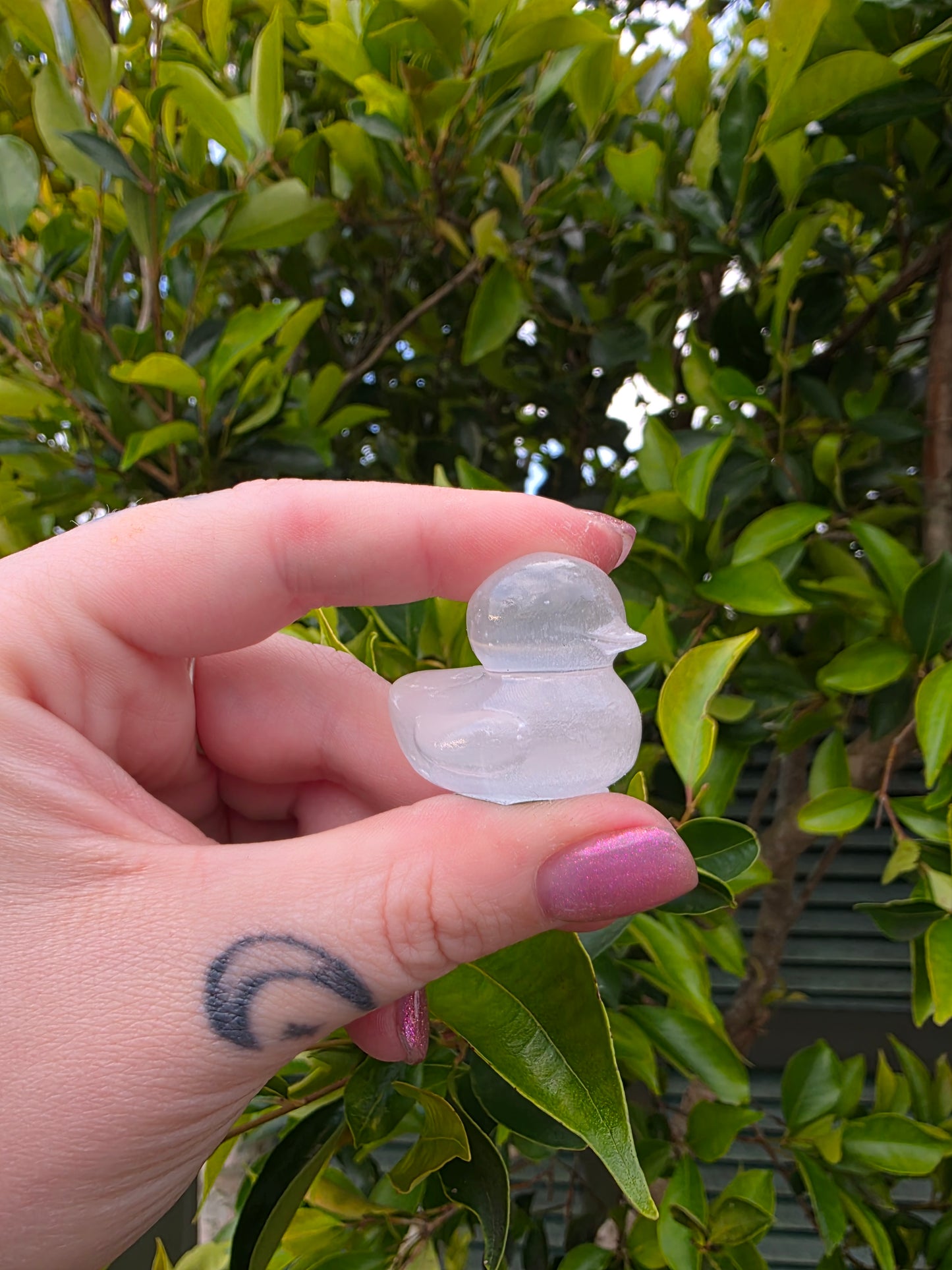 Selenite Duck Carving