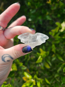 Clear Quartz Bat Carving