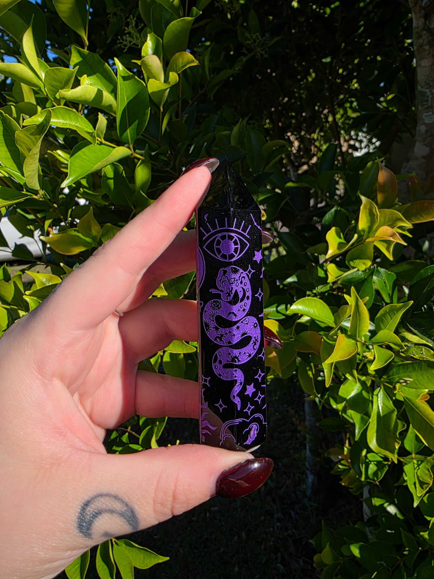 Black Obsidian Etched Tower