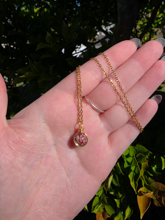 Handcrafted Gold Red Coral Necklace