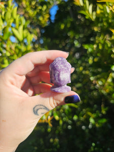 Lepidolite Buddha Carving