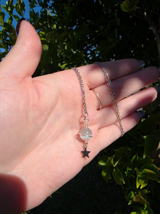 Handcrafted Selenite Planet Necklace