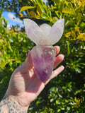 Amethyst Skull Butterfly Carving With Stand