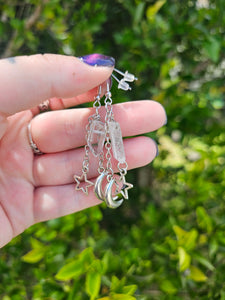 Clear Quartz Moon And Star Earrings