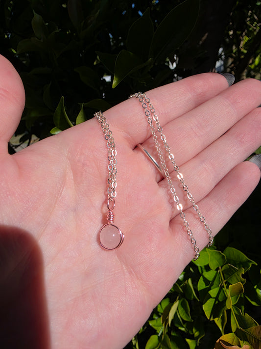 Handcrafted Rose Gold Rose Quartz Necklace