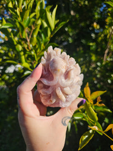 Pink Amethyst And Flower Agate Octopus Carving