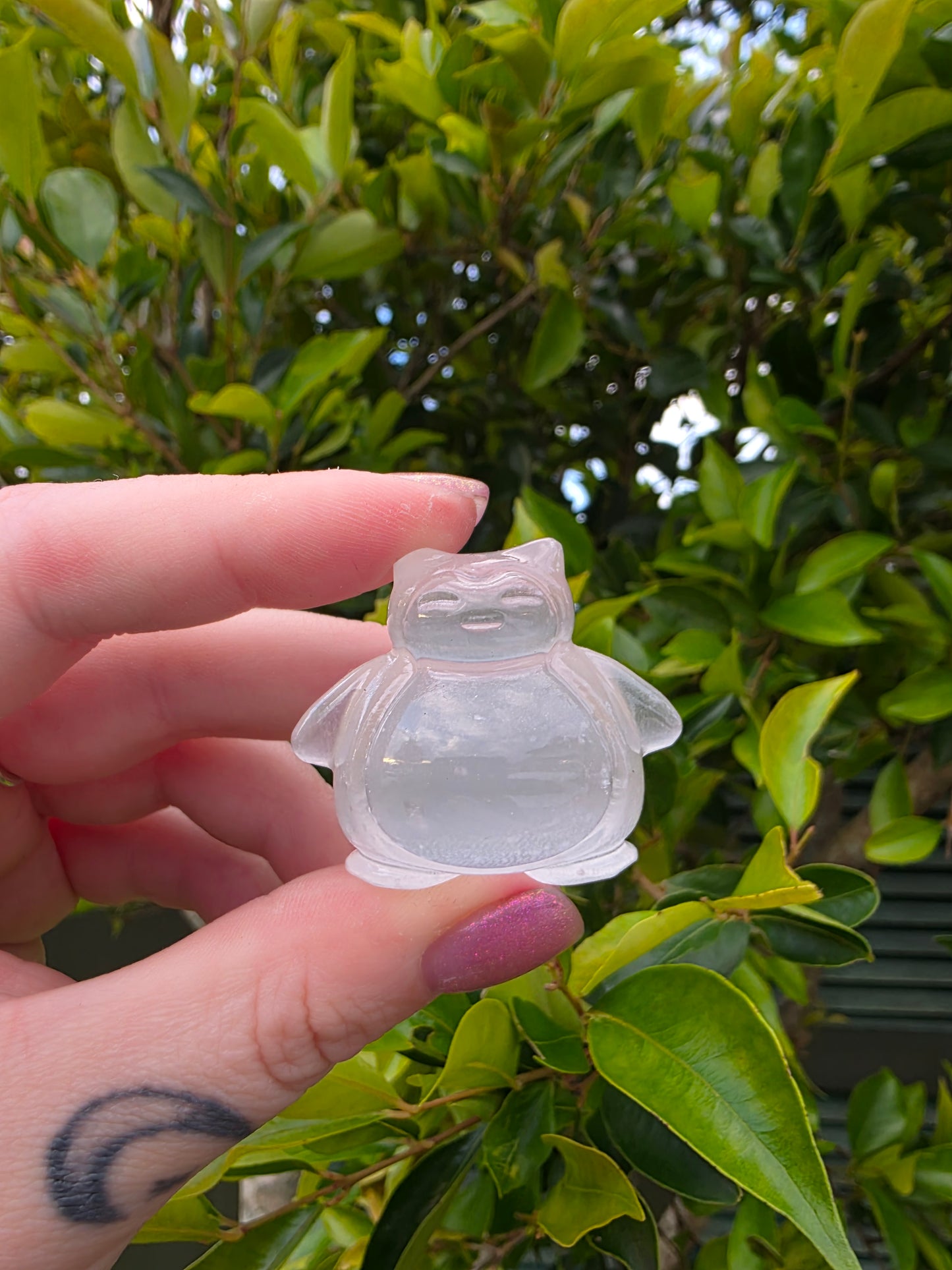 Selenite Snorlax Pokemon Carving