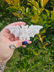 Selenite Bat Carving