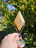 Orange Calcite Diamond Carving With Stand