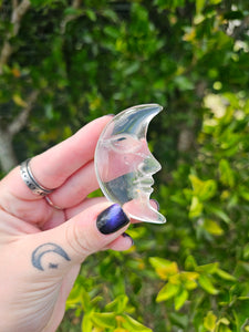 Clear Quartz Moon Carving