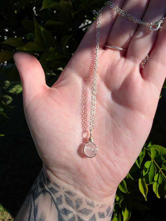 Handcrafted Silver Rose Quartz Necklace