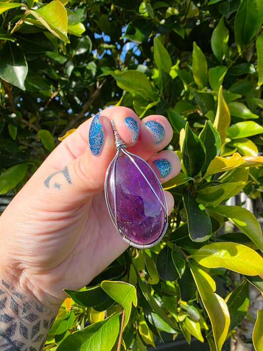 Wire Wrapped Amethyst Pendant