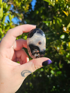 Black Flower Agate Palmstone