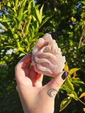 Pink Amethyst And Flower Agate Octopus Carving