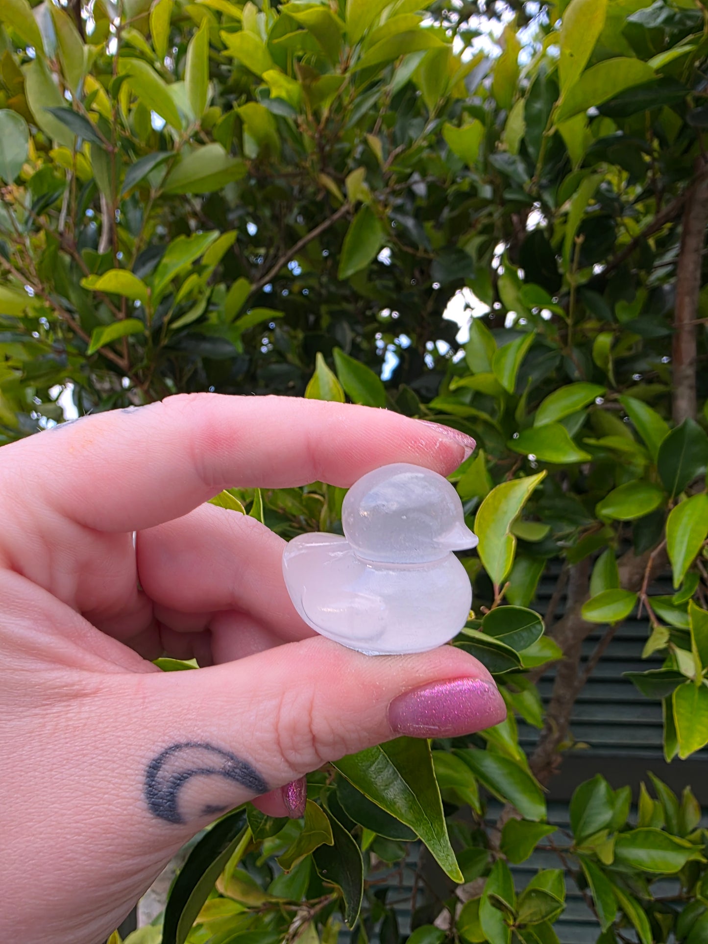Selenite Duck Carving