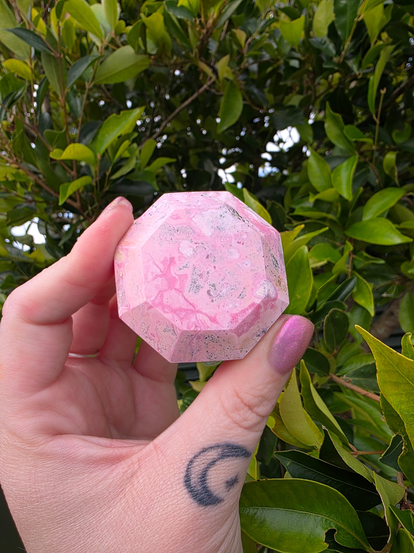 Peruvian Rhodochrosite Diamond Carving