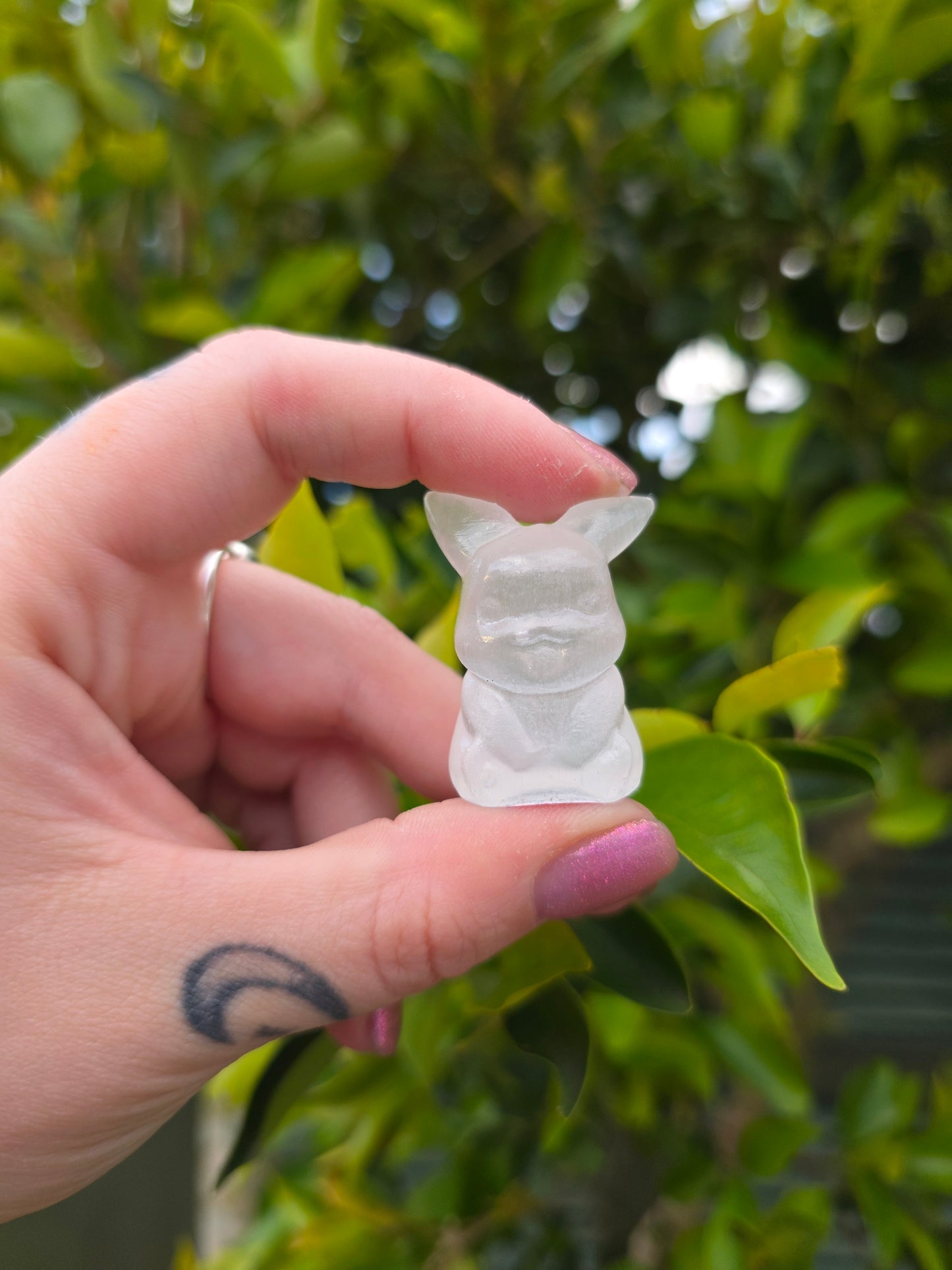 Selenite Pikachu Carving